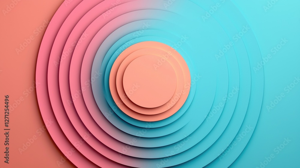 Poster background pattern infographic concept. captivating concentric pastel circles overlapping gradient g