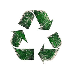 Isolated Grunge Recycle Symbol with Textured Green Effect
