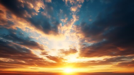 Obraz premium Stunning Sunrise Over a Majestic Landscape with Dramatic Clouds in the Sky : Generative AI