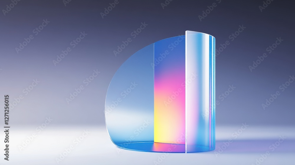 Aufkleber modern minimalist sculpture with colorful gradient reflection in studio lighting