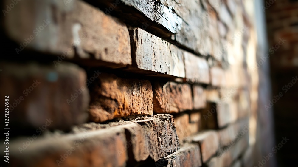 Poster Closeup view of rustic brick wall featuring intricate textures and warm earthy tones for design inspiration : Generative AI