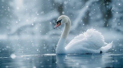 Fototapeta premium swan on the lake HD 8K ramzan wallpaper Photographic Image