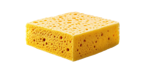 Set of Yellow Cleaning Sponges Isolated on White Background