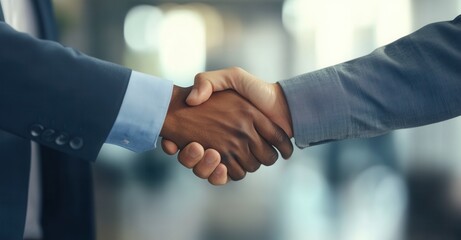 Diverse handshake, sealing a deal. Professionals unite with trust and partnership in a gesture of agreement, fostering collaboration.