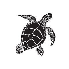 Fototapeta premium Vector of sea turtle silhouette on white background, Easy editable layere, Undersea animals.