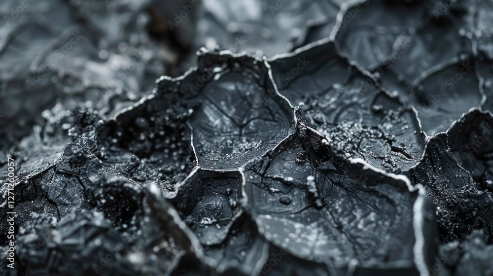 Poster close up view of textured organic material showcasing dark tones and complex patterns, enhancing nat