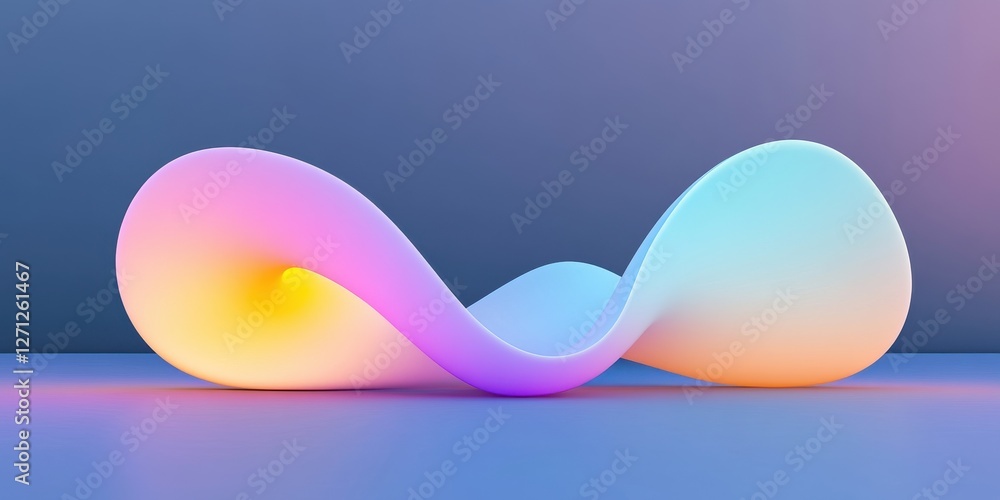 Poster abstract 3d infinity loop with gradient colors on blue background