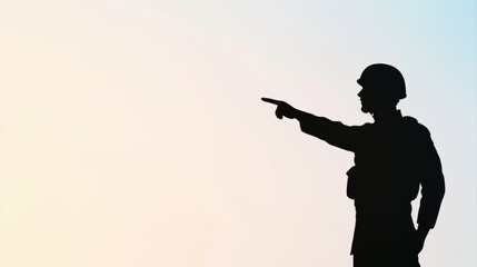 Dramatic Silhouette of a Military General Planning Strategy Against Backdrop