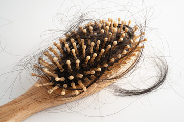 Hair loss fall with comb bush serious problem health, beauty and cosmetic.