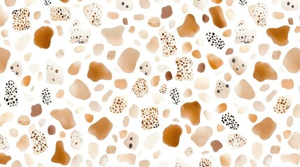 Fototapeta premium Abstract Terrazzo Pattern with Beige Brown and White Pebbles