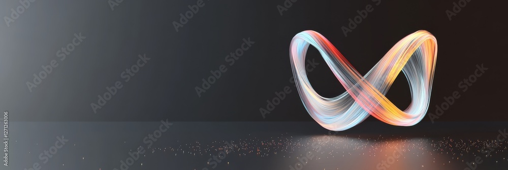 Poster abstract infinite loop of colorful light trails on dark background