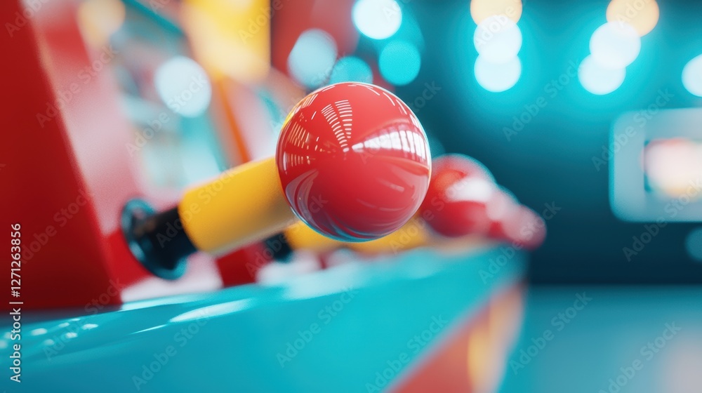 Aufkleber a retro arcade with rows of classic arcade games illuminated by flashing neon lights, their joystick