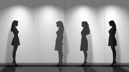 Person shadows depicted on white background