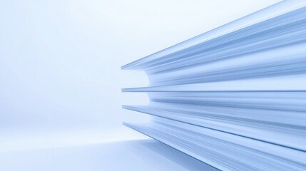 Obraz premium Abstract presentation of slim horizontal structures in soft blue light