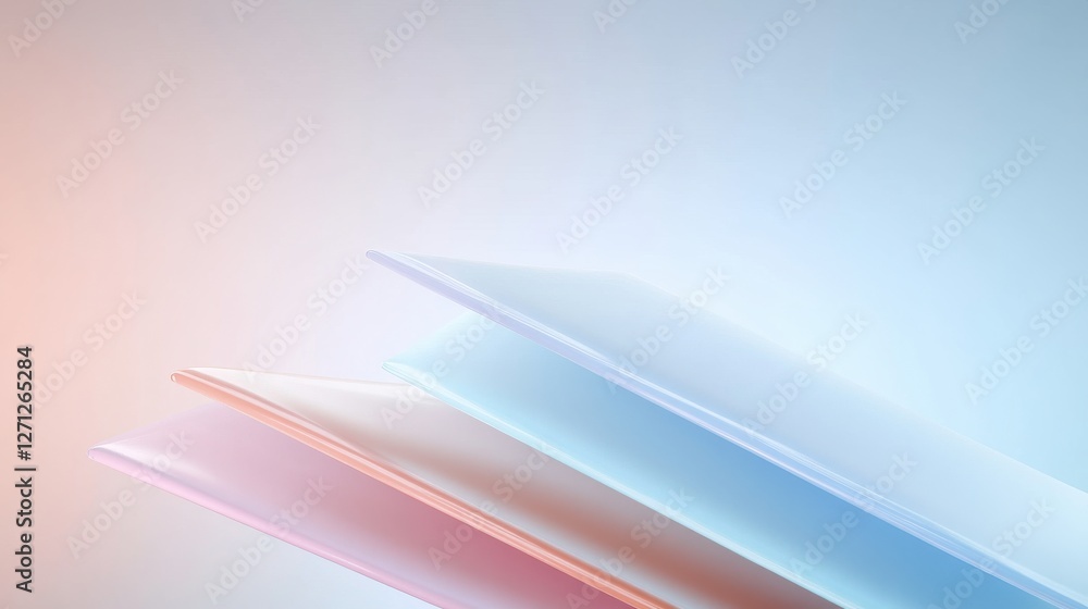 Poster abstract pastel gradient background with soft blue and pink overlapping shapes