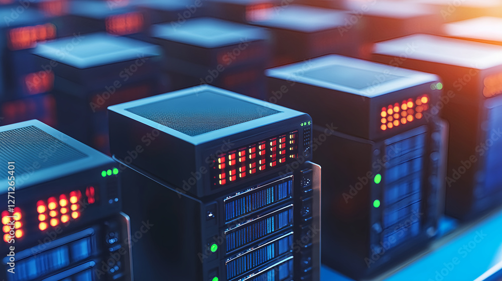Poster data center operations high-tech server management digital infrastructure industrial environment clo