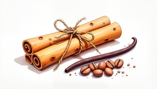 International Coffee Day cinnamon sticks and coffee beans, flavor inspiration