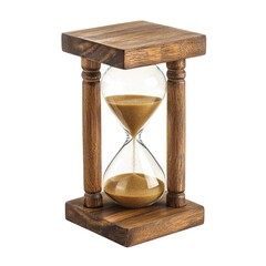 Elegant wooden hourglass with golden sand, symbolizing time and patience. Perfect for home decor or as thoughtful gift