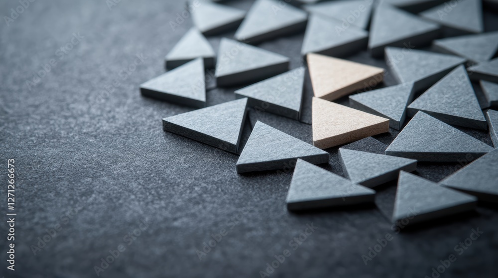 Poster a close up shot of an origami tessellation, with intricately folded triangles interlocking to create