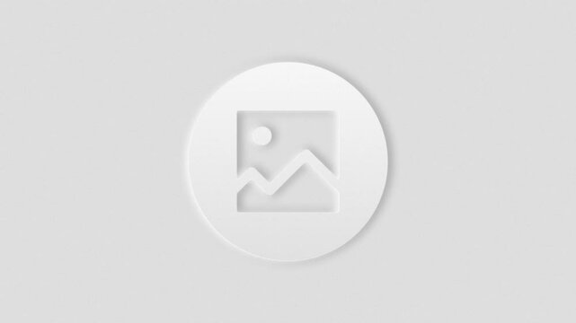 Clean image file icon with light and dark neumorphism design. 4k animation, blur and shadows graphics, simple animations.