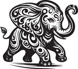 sketch of a tribal elephant tattoo. elephant logo. vector drawing graceful and graceful king of beasts elephant