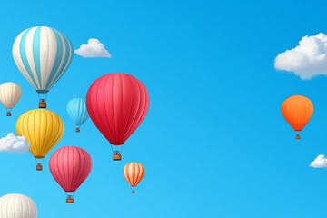 Naklejka premium A hot air balloons floating in the sky. Generative AI