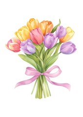 Fototapeta premium Tulip art illustration watercolor.