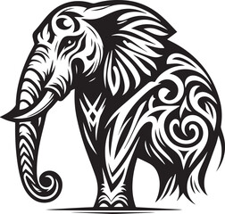 sketch of a tribal elephant tattoo. elephant logo. vector drawing graceful and graceful king of beasts elephant