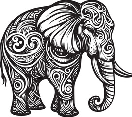 Obraz premium sketch of a tribal elephant tattoo. elephant logo. vector drawing graceful and graceful king of beasts elephant