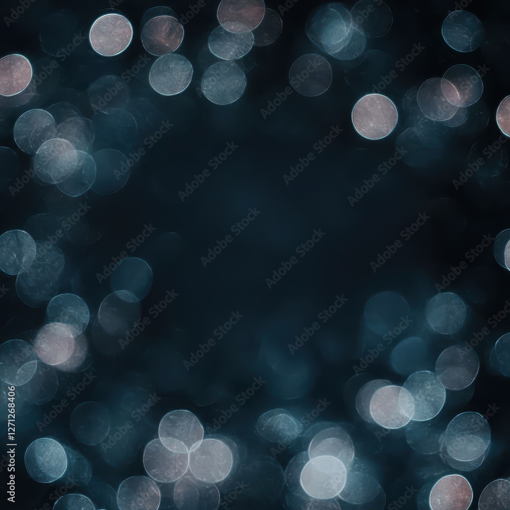 Poster Abstract bokeh background with soft light circles and dark theme