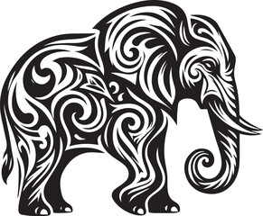 sketch of a tribal elephant tattoo. elephant logo. vector drawing graceful and graceful king of beasts elephant
