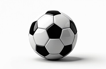 Fototapeta premium Classic soccer ball design featuring black pentagons, white hexagons. Sport equipment for soccer, football game on transparent background. Symbol of popular team sport, international competition,