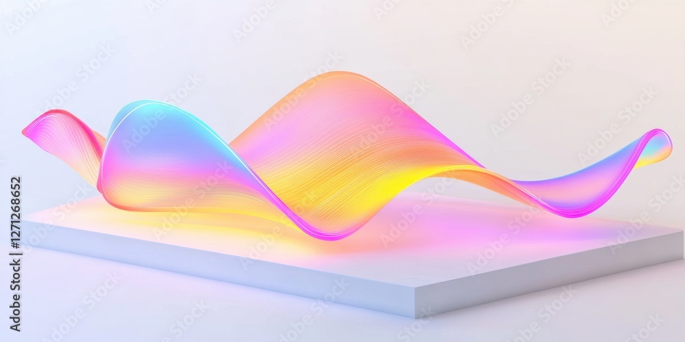 Aufkleber abstract colorful 3d wave on white platform with gradient lighting effects