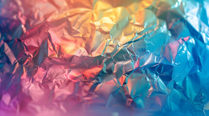 Obraz premium Colorful crumpled foil background with vibrant hues creating an abstract artistic effect