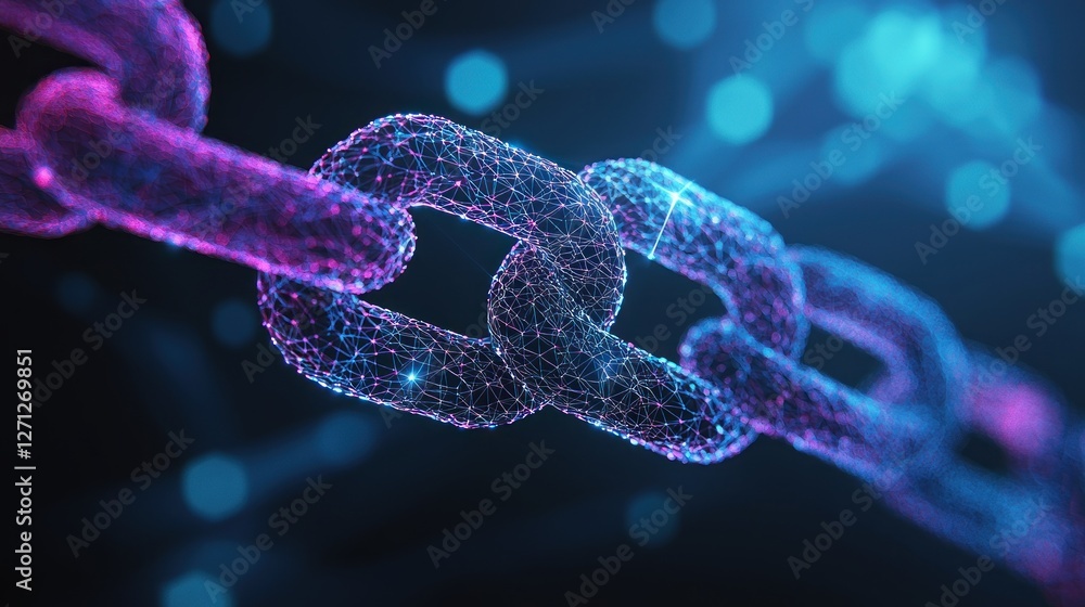 Poster abstract digital chain: interconnected nodes, network security, and data connectivity