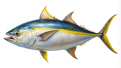 Yellowfin Tuna Illustration on White Background