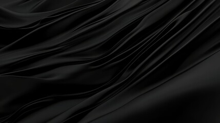 Elegant black fabric drapes softly in gentle waves