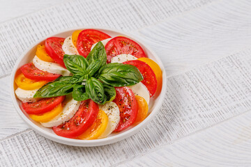 A vibrant and appetizing display of Caprese antipasti