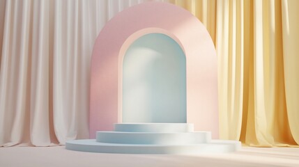 Pastel Archway Display: Minimalist Product Presentation