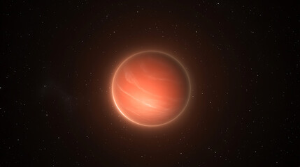 Radiant Gas Giant Planet with Glowing Atmosphere in Deep Space Starry Backdrop