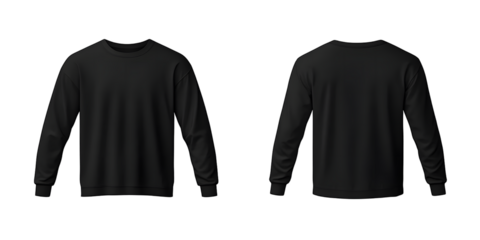 black long sleeve t-shirt template, front and back view, mockup concept