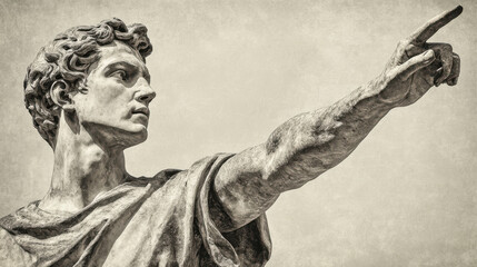 Fototapeta premium A marble statue of a man with an outstretched arm, as if grasping the sun