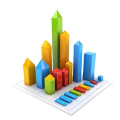 3D bar graph with colorful bars representing data visualization