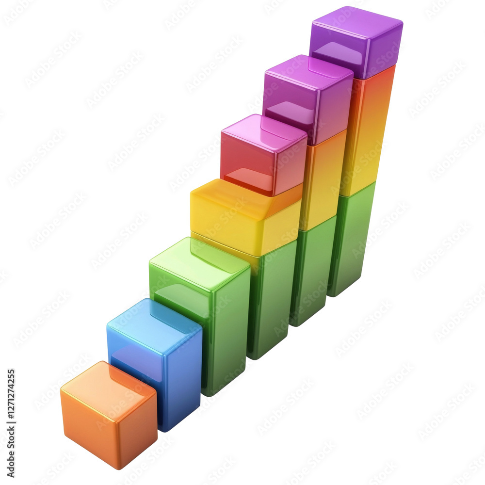 Poster colorful bar graph representing growth and progress in data visualization. vibrant blocks symbolize 