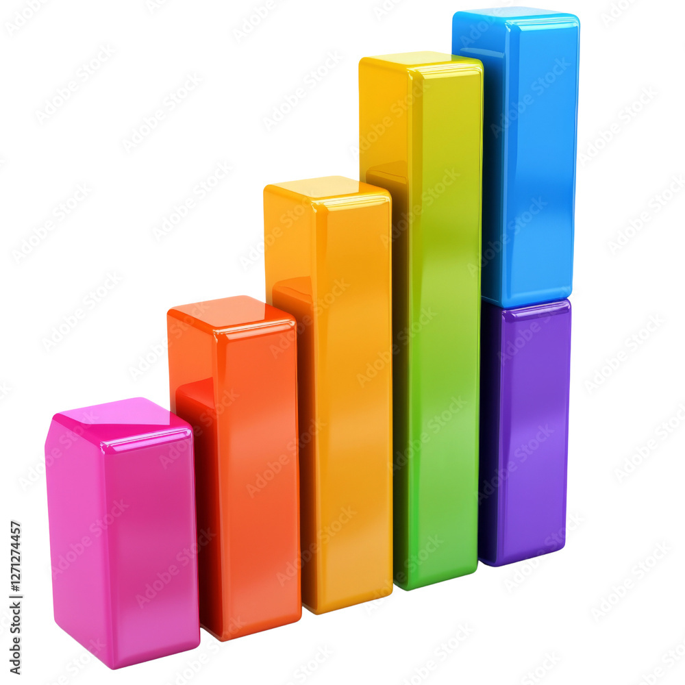 Poster colorful bar graph representing data growth and analysis