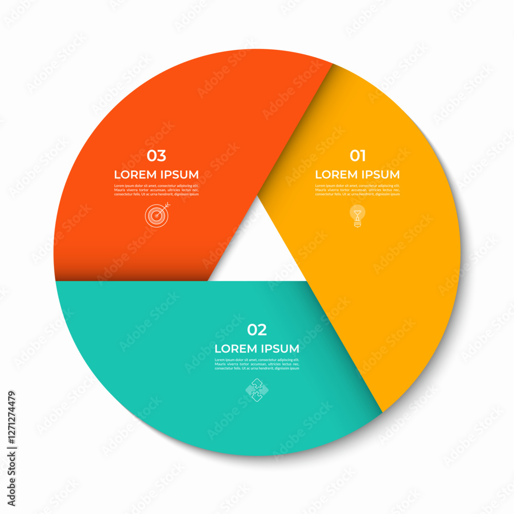 Canvas Prints vector infographic circle divided into 3 sections, parts. cycle diagram with 3 options. 3-step round