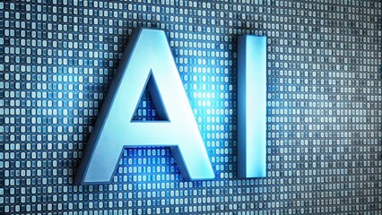 AI digital rendering on binary code background