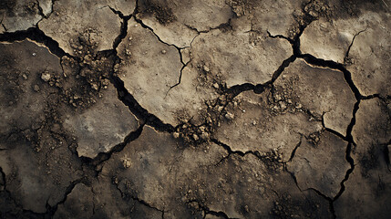 Dark Brown Cracked Dry Soil Texture Background