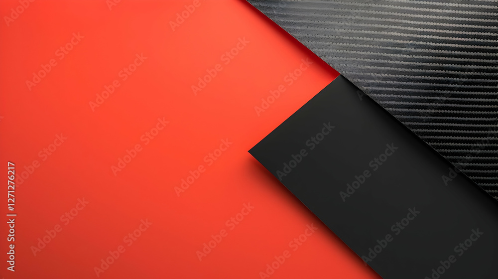 Aufkleber abstract composition of red and black surfaces with a textured edge, creating a modern aesthetic