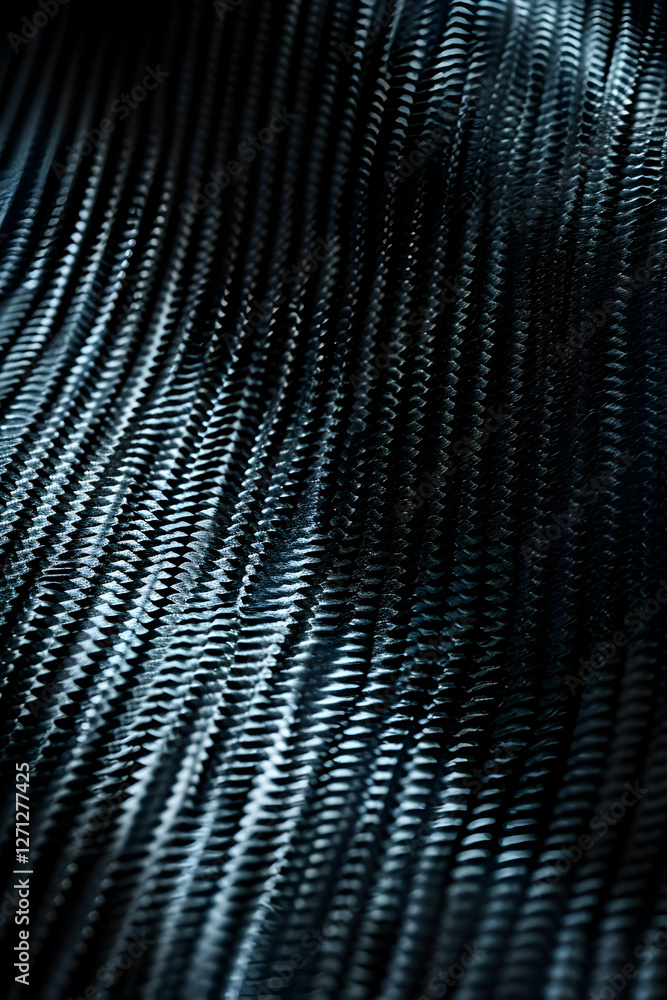 Aufkleber close-up of textured black fabric with intricate wave patterns and soft sheen